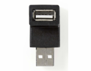 NEDIS adaptér USB 2.0/ zástrčka USB-A - zásuvka USB-A zásuvka/ 480 Mbps/ kulatý/ poniklovaný/ PVC/ černý/ blistr