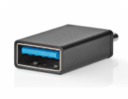 NEDIS USB-C adaptér/ USB 3.2 Gen 1/ zástrčka USB-C/ zásuvka USB-A/ 5 Gbps/ OTG/ kulatý/ poniklovaný/ černý/ blistr