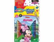 Patio Trojúhelníkové pastelky, 12 kusů, 13 barev + Colorino Kids ořezávátko Minnie