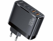 Usams USAMS Charger Lod. síť. 2xUSB-C+2xUSB T44 100W (pouze hlava) PD3.0 +QC3.0 Rychlé nabíjení černá/černá CC145TC01 (US-CC145)