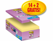 Post-it Post-it Super Sticky Notes (655-P16SSCY-EU), 127x76mm 16x90 karet, žlutá, 2 ZDARMA poznámky