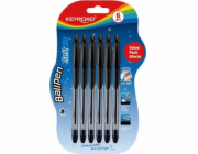 Keyroad Classic kuličkové pero KEYROAD Ball Pen Soft Jet, 0,7 mm, 6 ks, blistr, černá