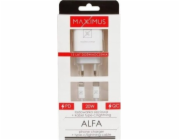 Nabíječka MAXXIMUS ŁAD. NETWORK MX ALFA 20W PD+QC, USB-A+C + KABEL C/LIGHTNING 20W PD, BÍLÁ/BÍLÁ