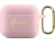 Guess Guess GUA3SSSI kryt AirPods 3 růžový/růžový silikonový Vintage Script