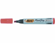 Bic permanentní popisovač 2300, zkosený hrot, červený