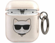 Karl Lagerfeld Ochranné pouzdro KLA2UCHGD Glitter Choupette pro AirPods 1/2 béžové