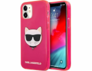 Karl Lagerfeld Karl Lagerfeld KLHCP12SCHTRP iPhone 12 mini 5.4 růžový/růžový pevný obal Glitter Choupette Fluo