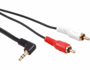 3,5mm úhlový mini jack kabel 2RCA 1m MCTV-824 Black