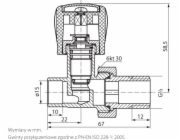 Perfexim Přímý 1/2cestný přívodní ventil radiátoru pro pájení PHA-030/L G1/2x15 (20-030-0000-200)