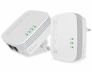 STRONG sada 2 adaptérů Powerline WF 600 DUO MINI/ Powerline 600 Mbit/s/ Wi-Fi 300 Mbit/s/ 2x LAN/ bílý