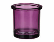 Svícen skleněný Yankee Candle, Fialové sklo, výška 7 cm