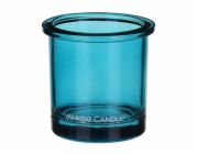 Svícen skleněný Yankee Candle, Modré sklo, výška 7 cm