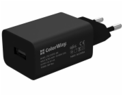 COLORWAY 1x USB/ síťová nabíječka/ 10W/ 100V-240V/ Černá + kabel Apple Lightning 1m