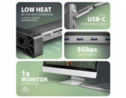 AXAGON HMC-10HLS, USB 5Gbps hub, 4x USB-A, HDMI 4k/60Hz, RJ-45 GLAN, SD/mSD, PD 100W, kabel USB-C 25cm