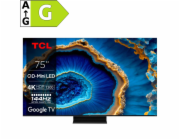 TCL 75C805 TV SMART Google TV QLED/191cm/4K UHD/4000 PPI/144Hz/Mini LED/HDR10+/Dolby Vision/Atmos/DVB-T2/S2/C/VESA