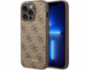 Kovové zlaté logo Guess 4G – pouzdro iPhone 14 Pro Max (hnědé)