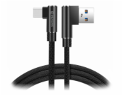 Swissten textilní datový kabel Arcade USB / USB-C 1,2 M /L konektory/ Černý