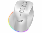 GENIUS Ergo 9000S Pro Pearl White/ duální Bluetooth + 2,4GHz/ 2400 dpi/ bezdrátová/ 6tlačítková/ dobíjecí/ RGB/ bílá