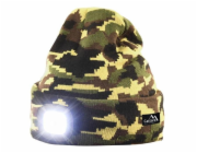 LED čelovka Cattara čepice ARMY s LED svítilnou USB nabíjení