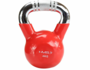 HMS Kettlebell Litinová KTC06 chromovaná rukojeť, rýhovaná červená, 6 kg (17-64-071)