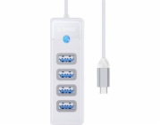 USB HUB Orico Adaptér Hub USB-C na 4x USB 3.0 Orico, 5 Gbps, 0,15 m (bílá)