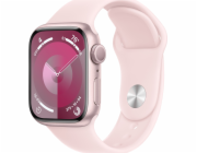 Chytré hodinky Apple Apple Watch Series 9 GPS 41mm růžové hliníkové pouzdro se světle růžovým sportovním páskem – S/M, model A2978