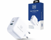 3mk síťová nabíječka - Hyper Charger 68W, GaN, 1x USB-C (PD), 1x USB, bílá