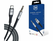 3mk audio kabel - AUX Cable USB-C - Jack 3,5 mm, 1m, černá