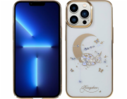 Pouzdro Kingxbar IPHONE 13 PRO s krystaly Swarovski Kingxbar Moon Series Flower gold