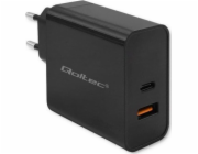 Super rychlá PD nabíječka | 1xUSB-C | 1xUSB | 65W | 5-20V | 1,5-3,25A | Černá