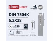 Samořezné šrouby Haushalt, DIN 7504K, 6,3 x 38 mm, 250 ks.