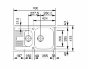 Pračka Franke EFN651-78I, 78 x 47,5 x 15 cm, bez ventilu