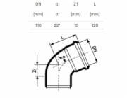 Vnitřní kanalizační koleno HTplus, O 110 mm, 22°