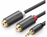 Kabel Ugreen Jack 3,5 mm - Jack 3,5 mm x2 1 m černý (UGR978BLK)