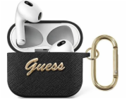 Ochranné pouzdro Guess Saffiano Script Metal Collection pro AirPods 3 GUA3SASMK černé