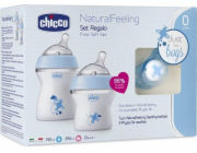 Chicco CHICCO_SET NaturalFeeling Sada na krmení láhev 150ml 0m+ + láhev 250ml 2m+ + dudlík PhysioForma Comfort 0m+ Modrá