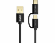 Choetech USB-A - microUSB + USB-C USB kabel 1,2 m černý (XAC-0012-101BK)