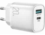 Joyroom nabíječka Joyroom rychlá USB-A QC3.0 / USB-C PD 20W nástěnná nabíječka bílá (L-QP2011)