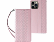 Hurtel Magnet Strap Case Case pro iPhone 12 Pro Wallet Cover + Mini Lanyard Pendant Pink