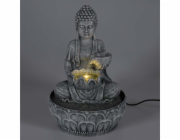 Fontána pokojová s LED osvětlením 29 cm Budha šedá