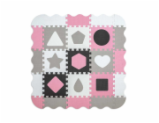 Pěnové puzzle podložka ohrádka Milly Mally Jolly 3x3 Shapes Pink Grey