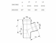 T-kus pro venkovní kanalizaci Magnaplast, O 200 / 200 mm, 87°