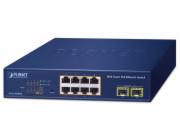 Planet GS-2210-8P2S WEBsmart L2 switch, 8x1Gb, 2x1Gb SFP, 8x PoE 802.3at 120W, QoS