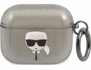 Karl Lagerfeld Ochranné pouzdro KLA3UKHGK Glitter Karl`s Head pro AirPods 3 šedé