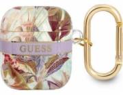 Ochranné pouzdro Guess Flower Strap Collection pro AirPods, fialové