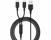 Smrter USB kabel USB-A – 2x USB-C 1,2 m černý (SMRTER_HYDRA_DUO_C_BK)