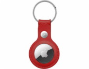 Kožené pouzdro Crong Crong s koženým kroužkem na klíče pro Apple AirTag (červené)