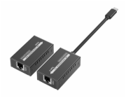 PremiumCord USB-C na HDMI extender přes patch kabel Cat5e/6/6a 4K@60Hz na 60m