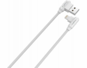 MAXXIMUS KABEL MX CORNER FAST CHARGE LIGHTNING USB kabel 2,4A / 1m, BÍLÝ / BÍLÝ, ÚHLOUB.