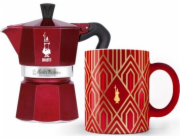 Kávovar BIALETTI DECO GLAMOUR Moka Express 3tz + hrnek Red